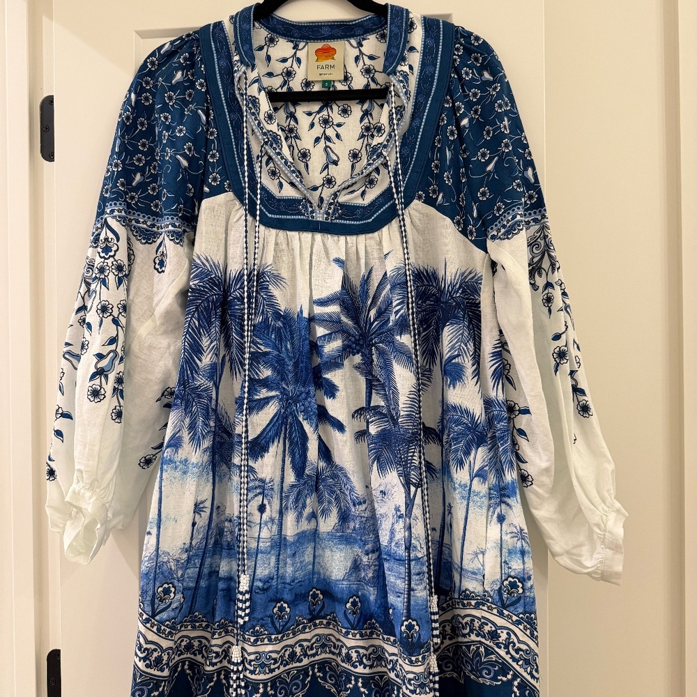 Farm Rio Palm Tree Linen Dress -